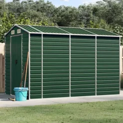 Online Haveskur i galvaniseret stål - Multifunktionel opbevaring | Farve: Grøn | Størrelse: 191x300x198 cm Skure, Garager & Carports