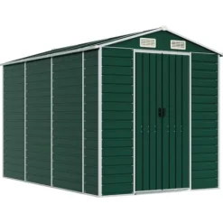 Online Haveskur i galvaniseret stål - Multifunktionel opbevaring | Farve: Grøn | Størrelse: 191x300x198 cm Skure, Garager & Carports
