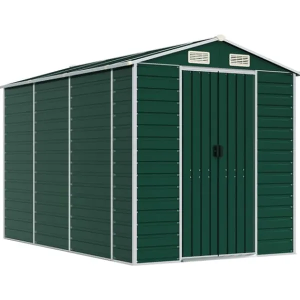 Online Haveskur i galvaniseret stål - Multifunktionel opbevaring | Farve: Grøn | Størrelse: 191x300x198 cm Skure, Garager & Carports
