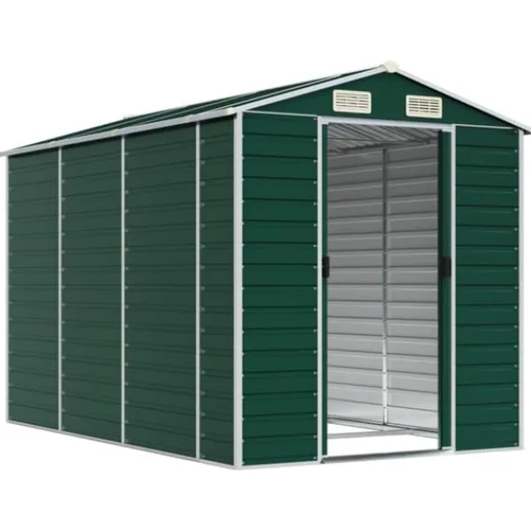Online Haveskur i galvaniseret stål - Multifunktionel opbevaring | Farve: Grøn | Størrelse: 191x300x198 cm Skure, Garager & Carports