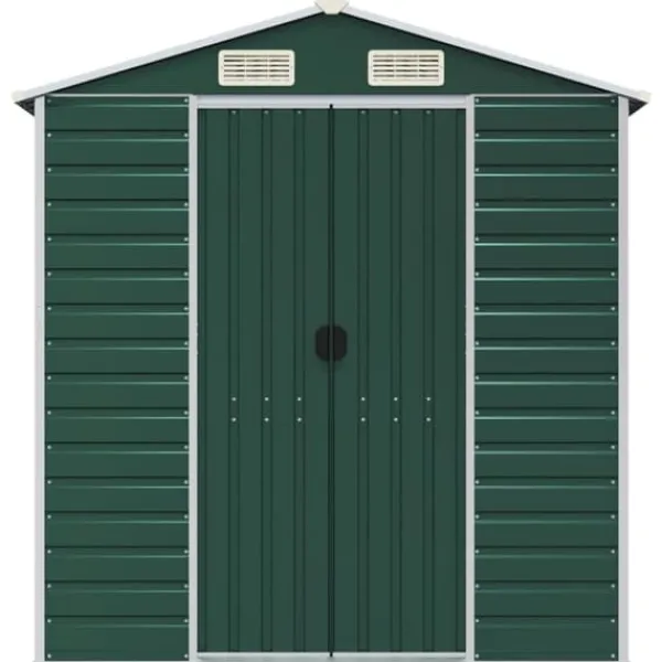 Online Haveskur i galvaniseret stål - Multifunktionel opbevaring | Farve: Grøn | Størrelse: 191x300x198 cm Skure, Garager & Carports