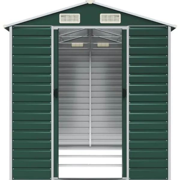 Online Haveskur i galvaniseret stål - Multifunktionel opbevaring | Farve: Grøn | Størrelse: 191x300x198 cm Skure, Garager & Carports