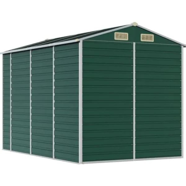 Online Haveskur i galvaniseret stål - Multifunktionel opbevaring | Farve: Grøn | Størrelse: 191x300x198 cm Skure, Garager & Carports