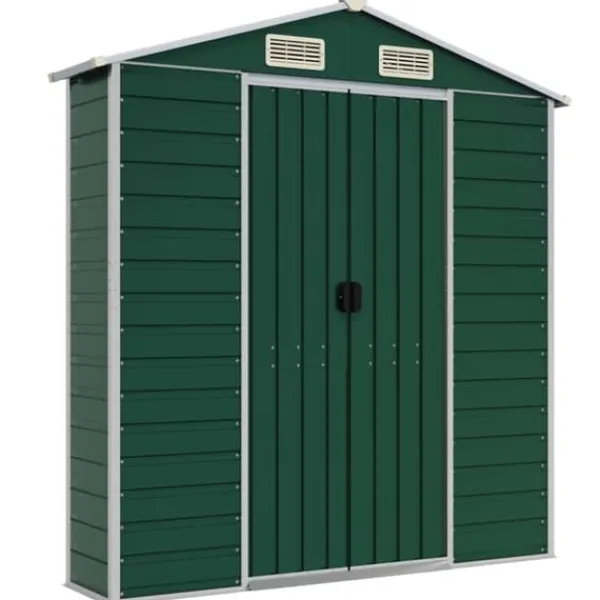 Online Haveskur i galvaniseret stål - Multifunktionel opbevaring | Farve: Grøn | Størrelse: 191x300x198 cm Skure, Garager & Carports