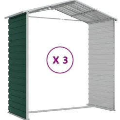 Online Haveskur i galvaniseret stål - Multifunktionel opbevaring | Farve: Grøn | Størrelse: 191x300x198 cm Skure, Garager & Carports