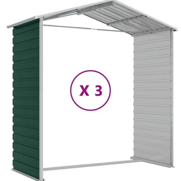 Online Haveskur i galvaniseret stål - Multifunktionel opbevaring | Farve: Grøn | Størrelse: 191x300x198 cm Skure, Garager & Carports