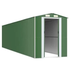 Skure, Garager & Carports^Haveskur i galvaniseret stål - Rummelig opbevaringsløsning | Farve: Grøn | Størrelse: 192x85x223 cm