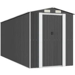 Hot Haveskur i galvaniseret stål - Rummelig opbevaring | Farve: Antracitgrå | Størrelse: 192x523x223 cm Skure, Garager & Carports