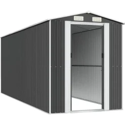 Hot Haveskur i galvaniseret stål - Rummelig opbevaring | Farve: Antracitgrå | Størrelse: 192x523x223 cm Skure, Garager & Carports