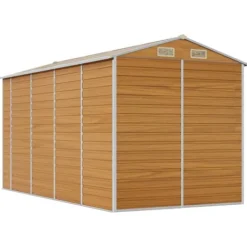Skure, Garager & Carports^Haveskur i galvaniseret stål - Multifunktionel opbevaring | Farve: Lysebrun | Størrelse: 191x385x198 cm