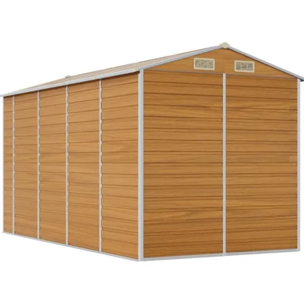 Skure, Garager & Carports^Haveskur i galvaniseret stål - Multifunktionel opbevaring | Farve: Lysebrun | Størrelse: 191x385x198 cm