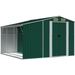 Skure, Garager & Carports^Haveskur i galvaniseret stål - Opbevaringsskur til haveværktøj | Farve: Grøn | Størrelse: 277x279x179 cm