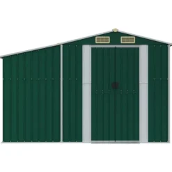 Skure, Garager & Carports^Haveskur i galvaniseret stål - Opbevaringsskur til haveværktøj | Farve: Grøn | Størrelse: 277x279x179 cm
