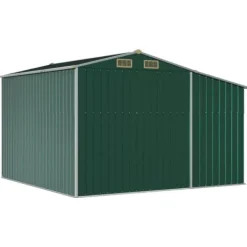 Skure, Garager & Carports^Haveskur i galvaniseret stål - Opbevaringsskur til haveværktøj | Farve: Grøn | Størrelse: 277x279x179 cm