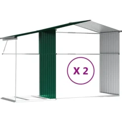 Skure, Garager & Carports^Haveskur i galvaniseret stål - Opbevaringsskur til haveværktøj | Farve: Grøn | Størrelse: 277x279x179 cm