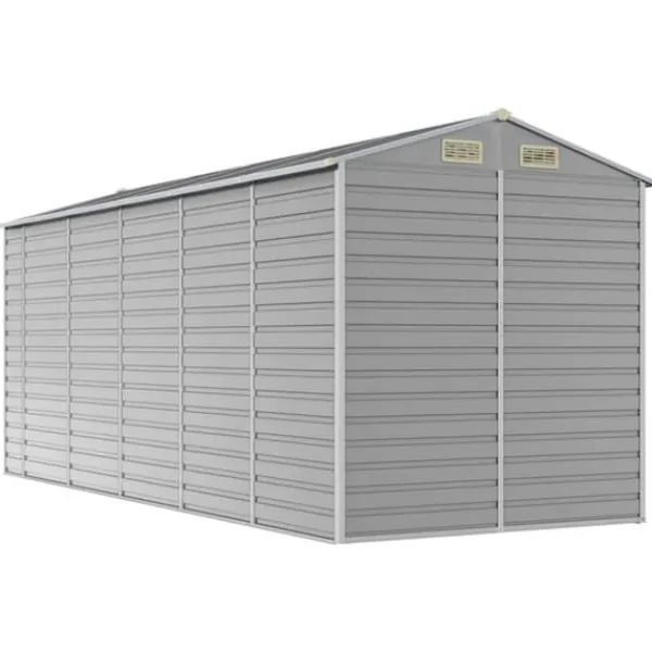 Skure, Garager & Carports^Haveskur i galvaniseret stål - Multifunktionelt opbevaringsskur | Farve: Lysegrå | Størrelse: 191x470x198 cm