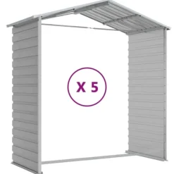 Skure, Garager & Carports^Haveskur i galvaniseret stål - Multifunktionelt opbevaringsskur | Farve: Lysegrå | Størrelse: 191x470x198 cm