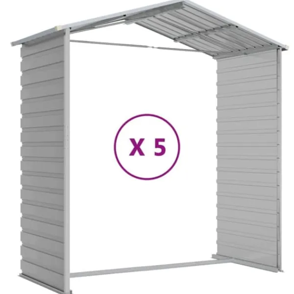 Skure, Garager & Carports^Haveskur i galvaniseret stål - Multifunktionelt opbevaringsskur | Farve: Lysegrå | Størrelse: 191x470x198 cm