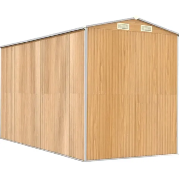 Skure, Garager & Carports^Haveskur i galvaniseret stål - Rummeligt opbevaringsskur | Farve: Lysebrun | Størrelse: 192x357x223 cm