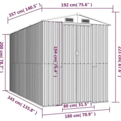 Skure, Garager & Carports^Haveskur i galvaniseret stål - Rummeligt opbevaringsskur | Farve: Lysebrun | Størrelse: 192x357x223 cm