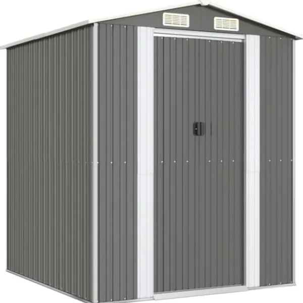 Best Haveskur i galvaniseret stål - Rummelig opbevaringsløsning | Farve: Lysegrå | Størrelse: 192x191x223 cm Skure, Garager & Carports