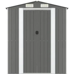 Best Haveskur i galvaniseret stål - Rummelig opbevaringsløsning | Farve: Lysegrå | Størrelse: 192x191x223 cm Skure, Garager & Carports