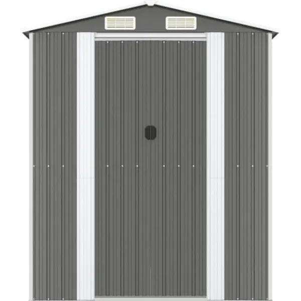 Best Haveskur i galvaniseret stål - Rummelig opbevaringsløsning | Farve: Lysegrå | Størrelse: 192x191x223 cm Skure, Garager & Carports