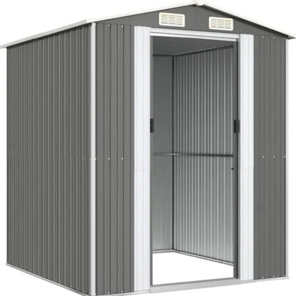 Best Haveskur i galvaniseret stål - Rummelig opbevaringsløsning | Farve: Lysegrå | Størrelse: 192x191x223 cm Skure, Garager & Carports
