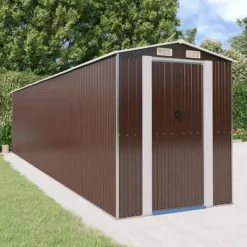 Skure, Garager & Carports^Haveskur i galvaniseret stål - Smart opbevaringsløsning | Farve: Mørkebrun | Størrelse: 192x85x223 cm