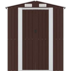 Skure, Garager & Carports^Haveskur i galvaniseret stål - Smart opbevaringsløsning | Farve: Mørkebrun | Størrelse: 192x85x223 cm