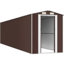 Skure, Garager & Carports^Haveskur i galvaniseret stål - Smart opbevaringsløsning | Farve: Mørkebrun | Størrelse: 192x85x223 cm