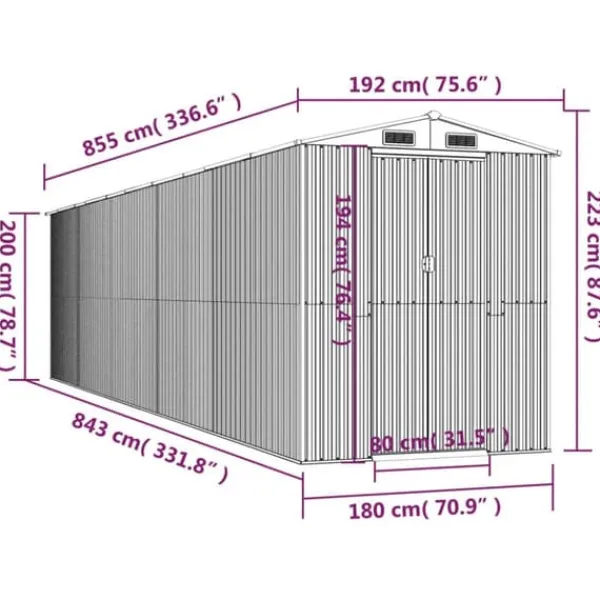 Skure, Garager & Carports^Haveskur i galvaniseret stål - Smart opbevaringsløsning | Farve: Mørkebrun | Størrelse: 192x85x223 cm