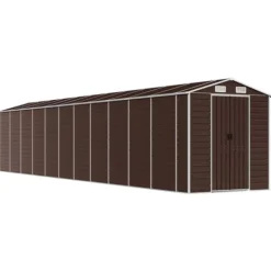 New Haveskur i galvaniseret stål - Robust opbevaring | Størrelse: 191x980x198 cm | Farve: Brun Skure, Garager & Carports