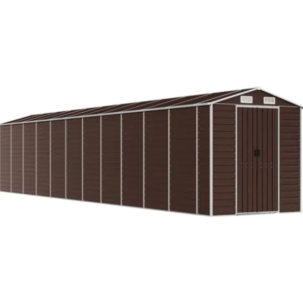 New Haveskur i galvaniseret stål - Robust opbevaring | Størrelse: 191x980x198 cm | Farve: Brun Skure, Garager & Carports