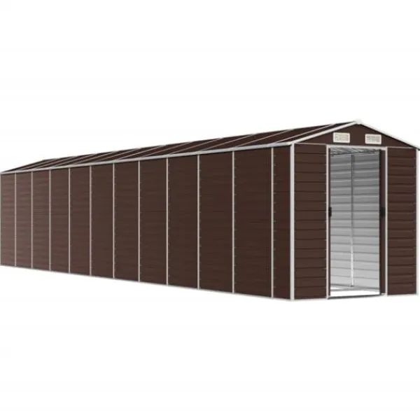 New Haveskur i galvaniseret stål - Robust opbevaring | Størrelse: 191x980x198 cm | Farve: Brun Skure, Garager & Carports