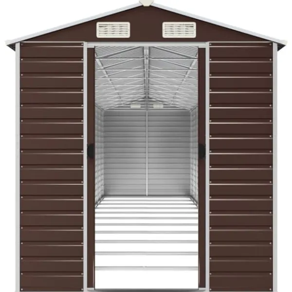 New Haveskur i galvaniseret stål - Robust opbevaring | Størrelse: 191x980x198 cm | Farve: Brun Skure, Garager & Carports
