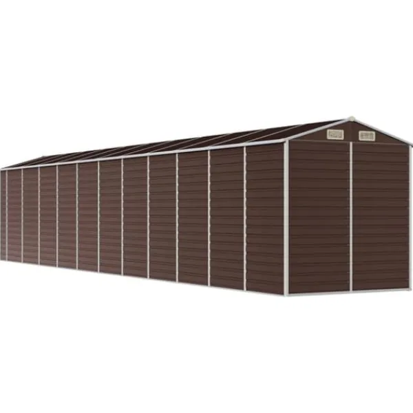New Haveskur i galvaniseret stål - Robust opbevaring | Størrelse: 191x980x198 cm | Farve: Brun Skure, Garager & Carports