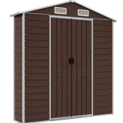New Haveskur i galvaniseret stål - Robust opbevaring | Størrelse: 191x980x198 cm | Farve: Brun Skure, Garager & Carports