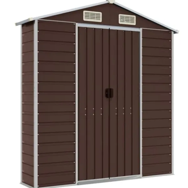 New Haveskur i galvaniseret stål - Robust opbevaring | Størrelse: 191x980x198 cm | Farve: Brun Skure, Garager & Carports