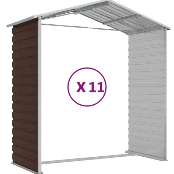 New Haveskur i galvaniseret stål - Robust opbevaring | Størrelse: 191x980x198 cm | Farve: Brun Skure, Garager & Carports