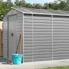 Hot Haveskur i galvaniseret stål - Multifunktionelt opbevaringsskur | Størrelse: 191x640x198 cm | Farve: Lysegrå Skure, Garager & Carports