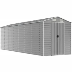 Hot Haveskur i galvaniseret stål - Multifunktionelt opbevaringsskur | Størrelse: 191x640x198 cm | Farve: Lysegrå Skure, Garager & Carports