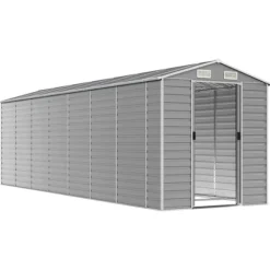 Hot Haveskur i galvaniseret stål - Multifunktionelt opbevaringsskur | Størrelse: 191x640x198 cm | Farve: Lysegrå Skure, Garager & Carports