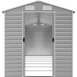 Hot Haveskur i galvaniseret stål - Multifunktionelt opbevaringsskur | Størrelse: 191x640x198 cm | Farve: Lysegrå Skure, Garager & Carports