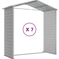 Hot Haveskur i galvaniseret stål - Multifunktionelt opbevaringsskur | Størrelse: 191x640x198 cm | Farve: Lysegrå Skure, Garager & Carports