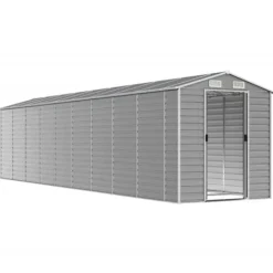 Skure, Garager & Carports^Haveskur i galvaniseret stål - Multifunktionelt opbevaringsskur | Farve: Lysegrå | Størrelse: 191x810x198 cm