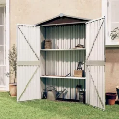 Haveskur i galvaniseret stål - Opbevaringshus | Størrelse: 116x45x175 cm | Farve: Brun Skure, Garager & Carports