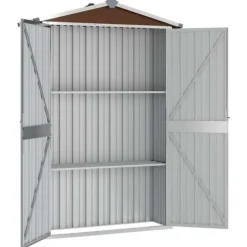 Haveskur i galvaniseret stål - Opbevaringshus | Størrelse: 116x45x175 cm | Farve: Brun Skure, Garager & Carports