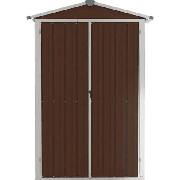 Haveskur i galvaniseret stål - Opbevaringshus | Størrelse: 116x45x175 cm | Farve: Brun Skure, Garager & Carports