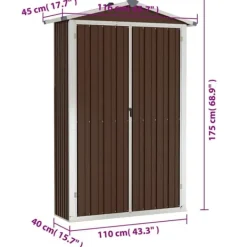 Haveskur i galvaniseret stål - Opbevaringshus | Størrelse: 116x45x175 cm | Farve: Brun Skure, Garager & Carports